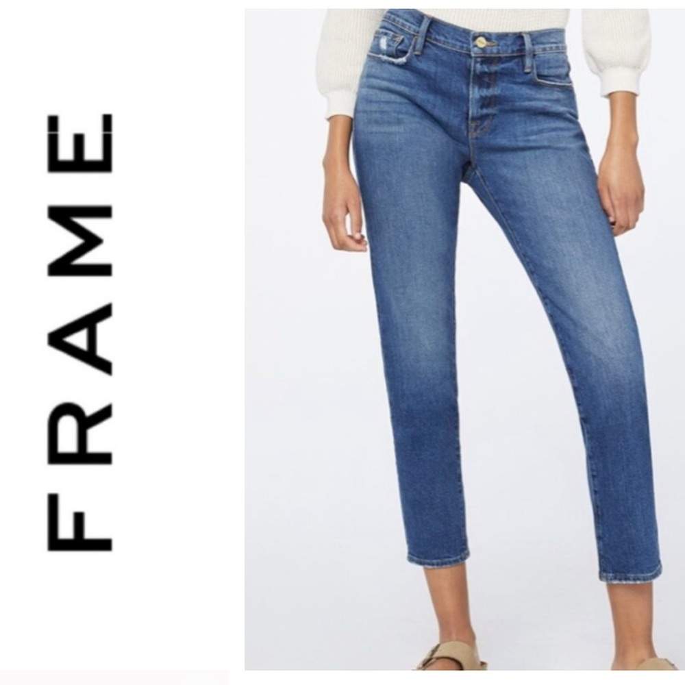 Frame Denim Blue Ankle & Cropped Jeans
